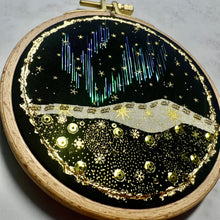 Load image into Gallery viewer, Gilded Snow Aurora - #673 4.5” hoop
