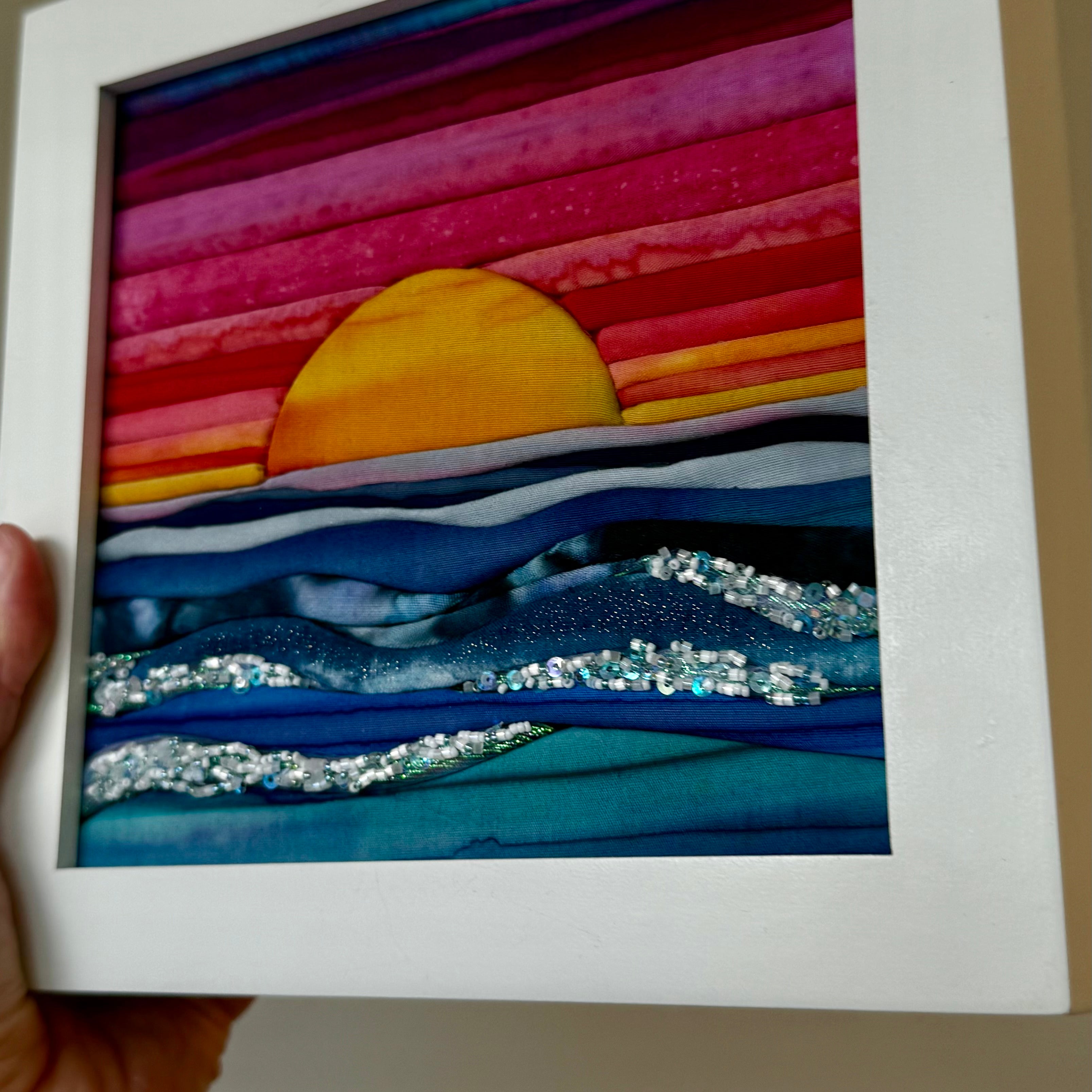Sunrise Over Beaded Seas: 6” x 6”