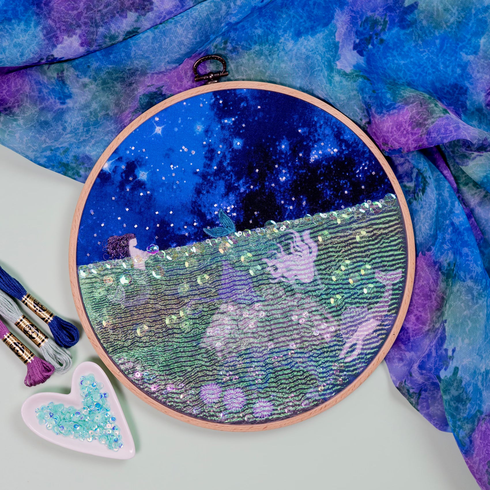 Underwater Night #549- 9” Hoop