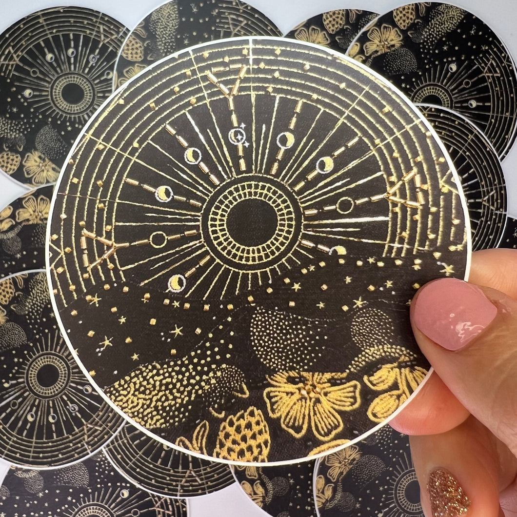 Black and Gold Moonscape Sticker