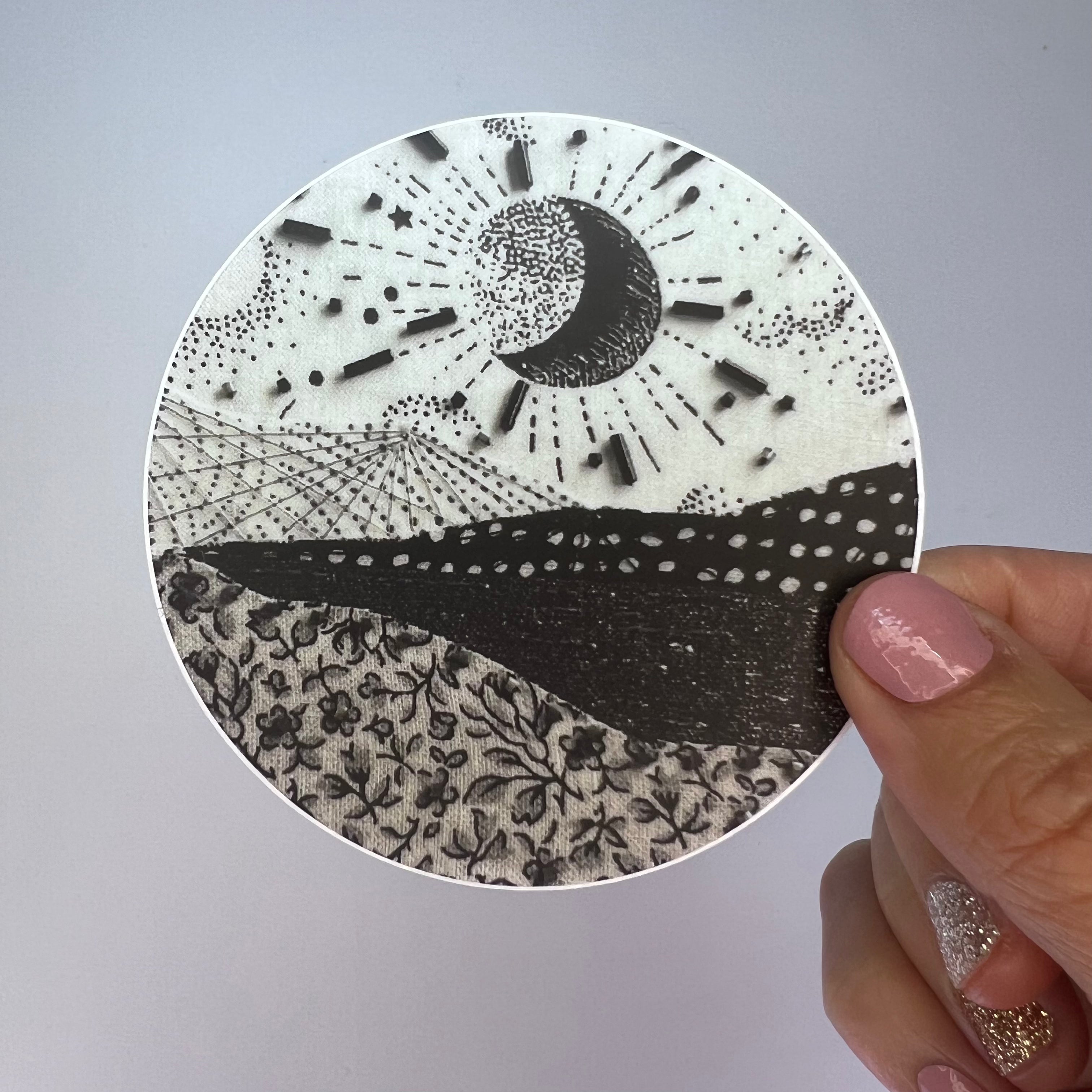 Black and White Moonscape Sticker