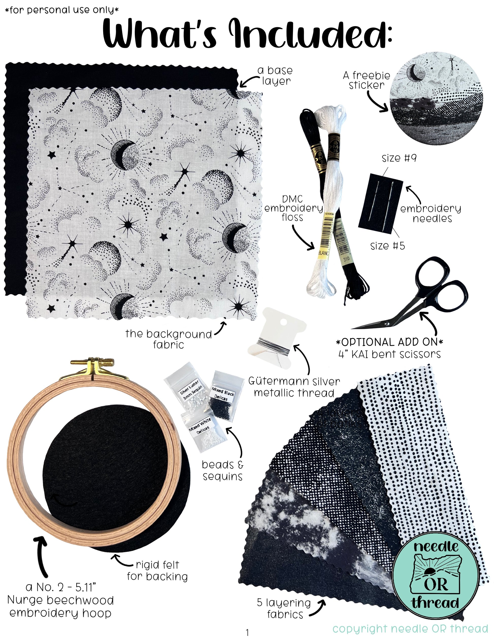 Black & White Moonscape Fabric Collage Kit