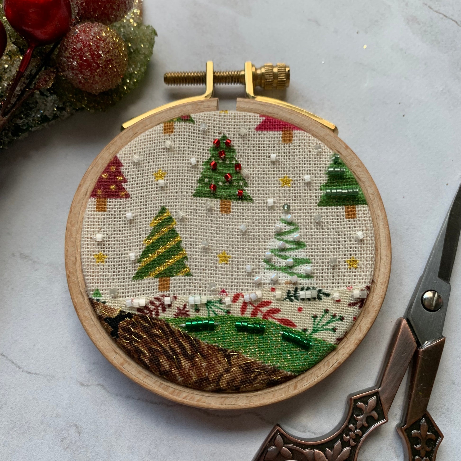 December 5: Holiday Ornament Fabric Collage Landscape VIRTUAL WORKSHOP ONLY (NO PHYSICAL ITEMS MAILED)