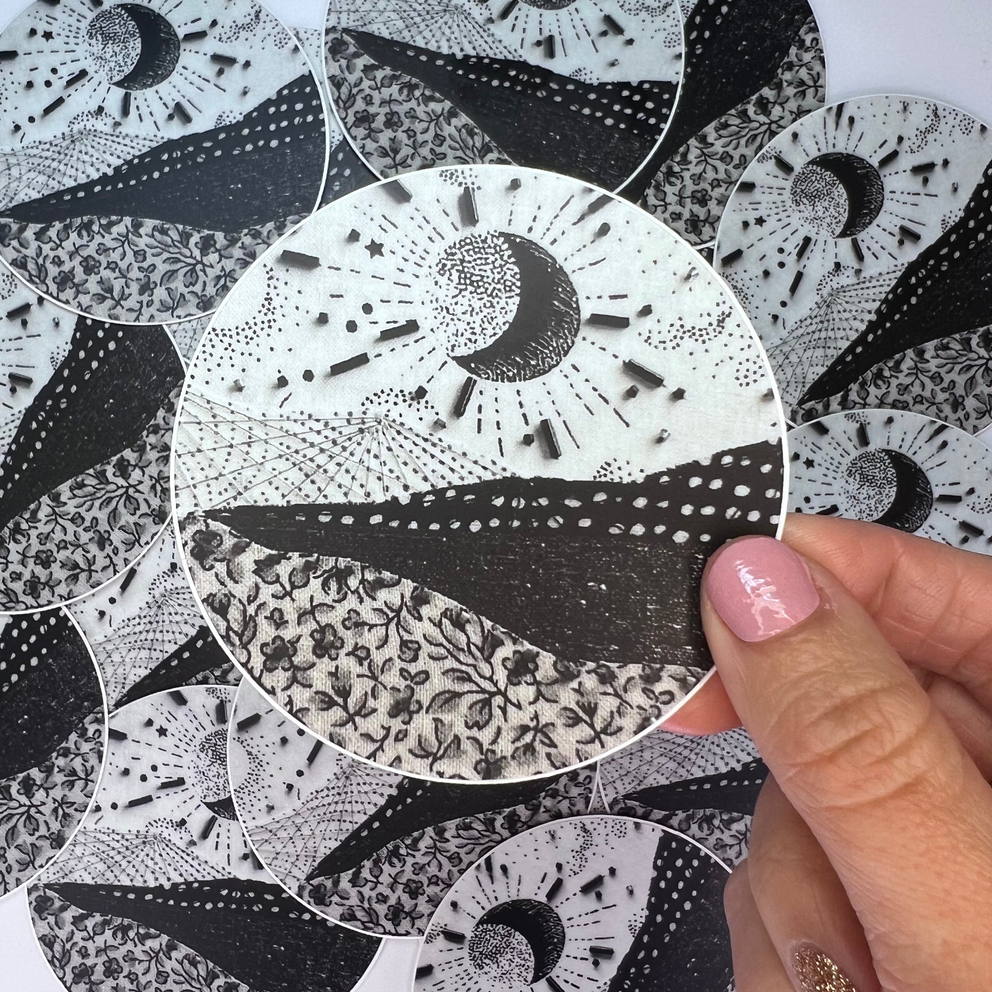 Black and White Moonscape Sticker