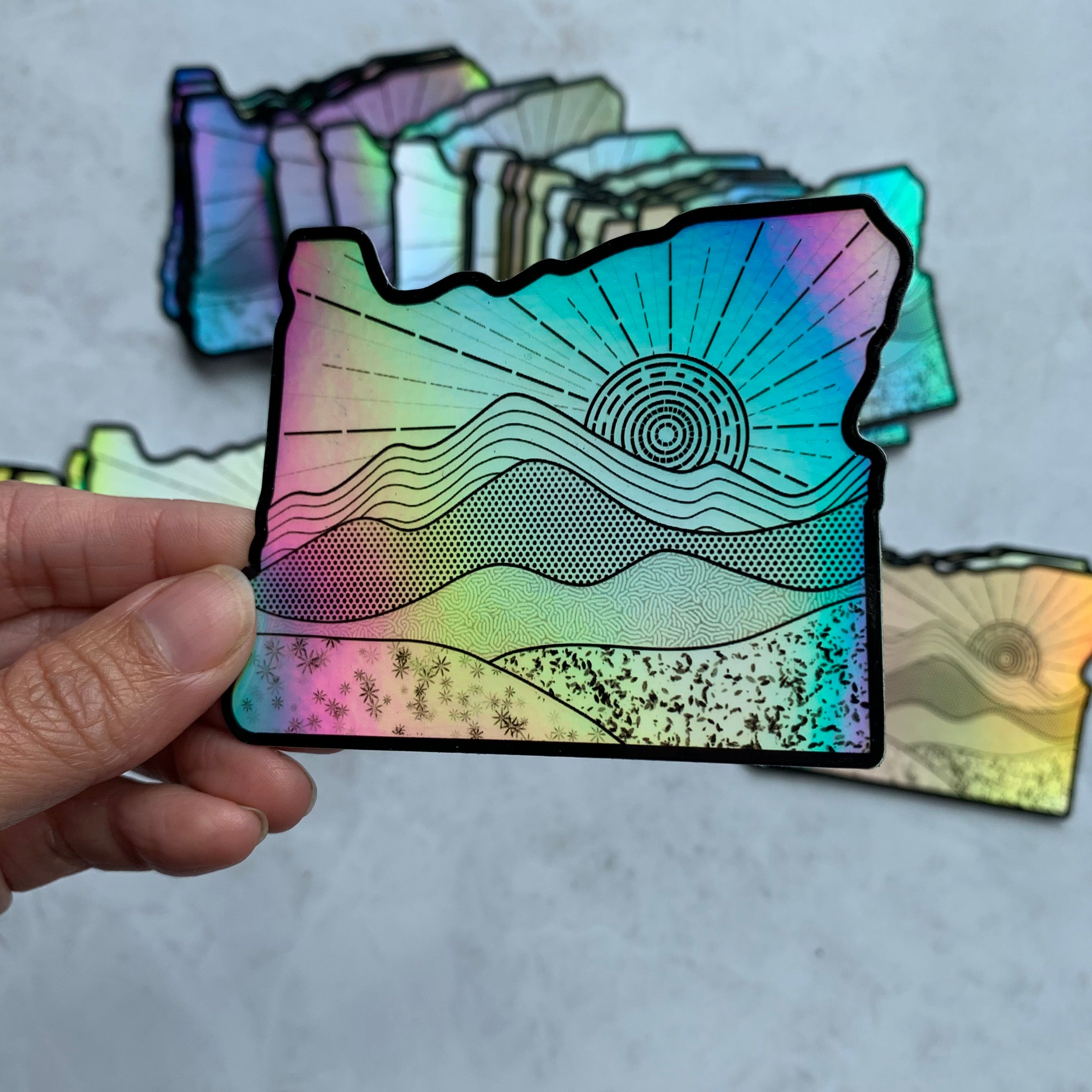 Holographic Oregon Sticker