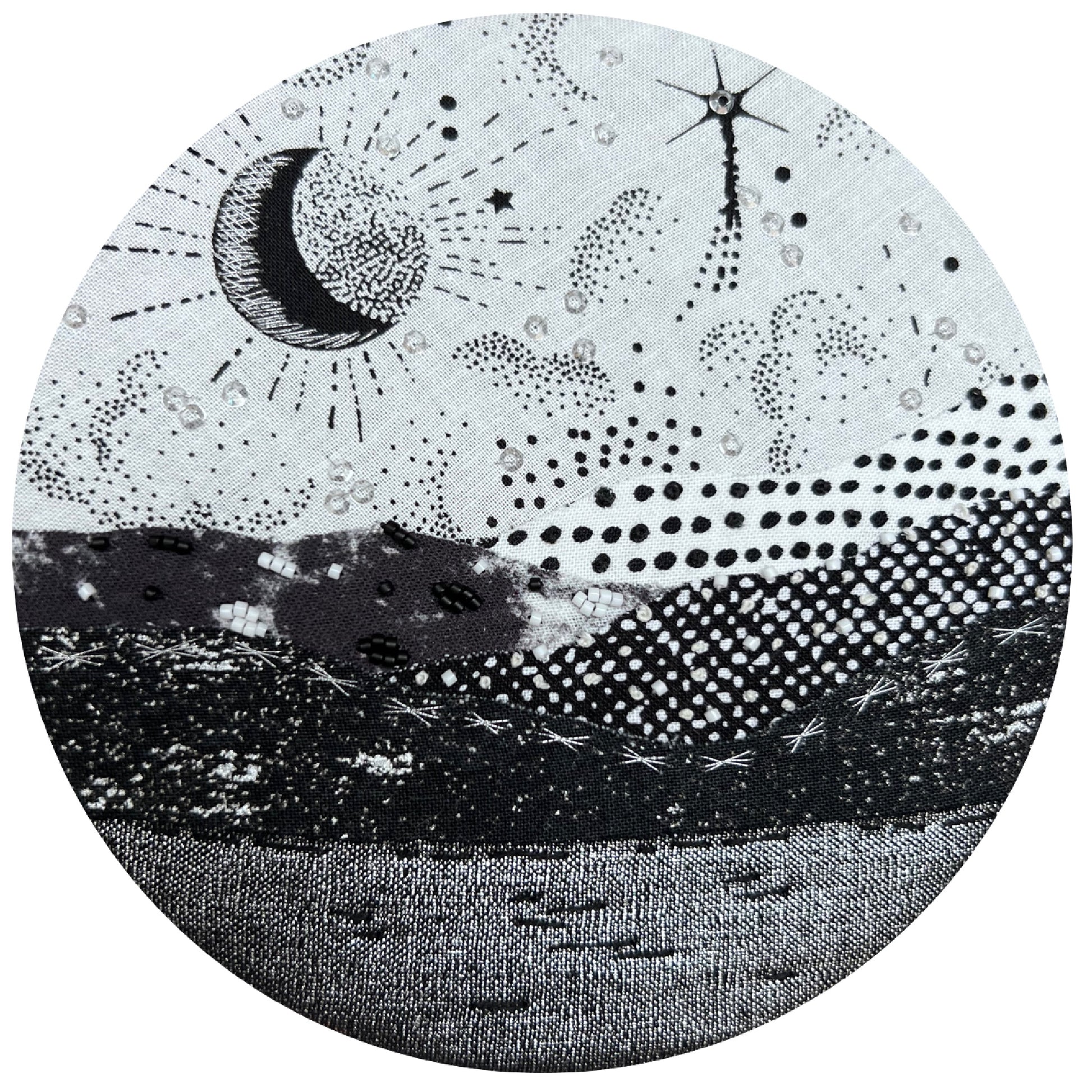 Black & White Moonscape Fabric Collage Kit